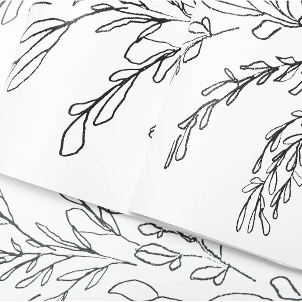HaokHome Sketched Floral Wallpaper | Peel & Stick Black/White Vinyl 17.7